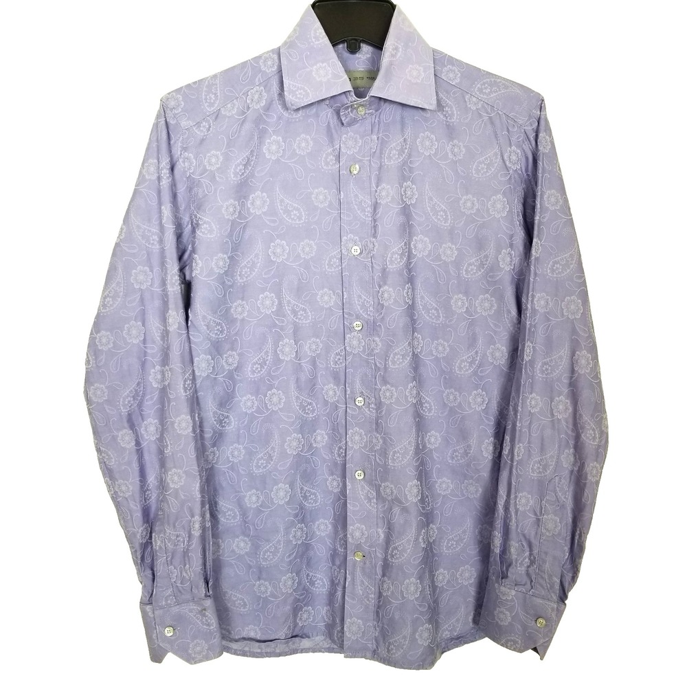 ETRO Men's Long Sleeve Button Up Cotton Shirt Size 38 Purple Floral Classic